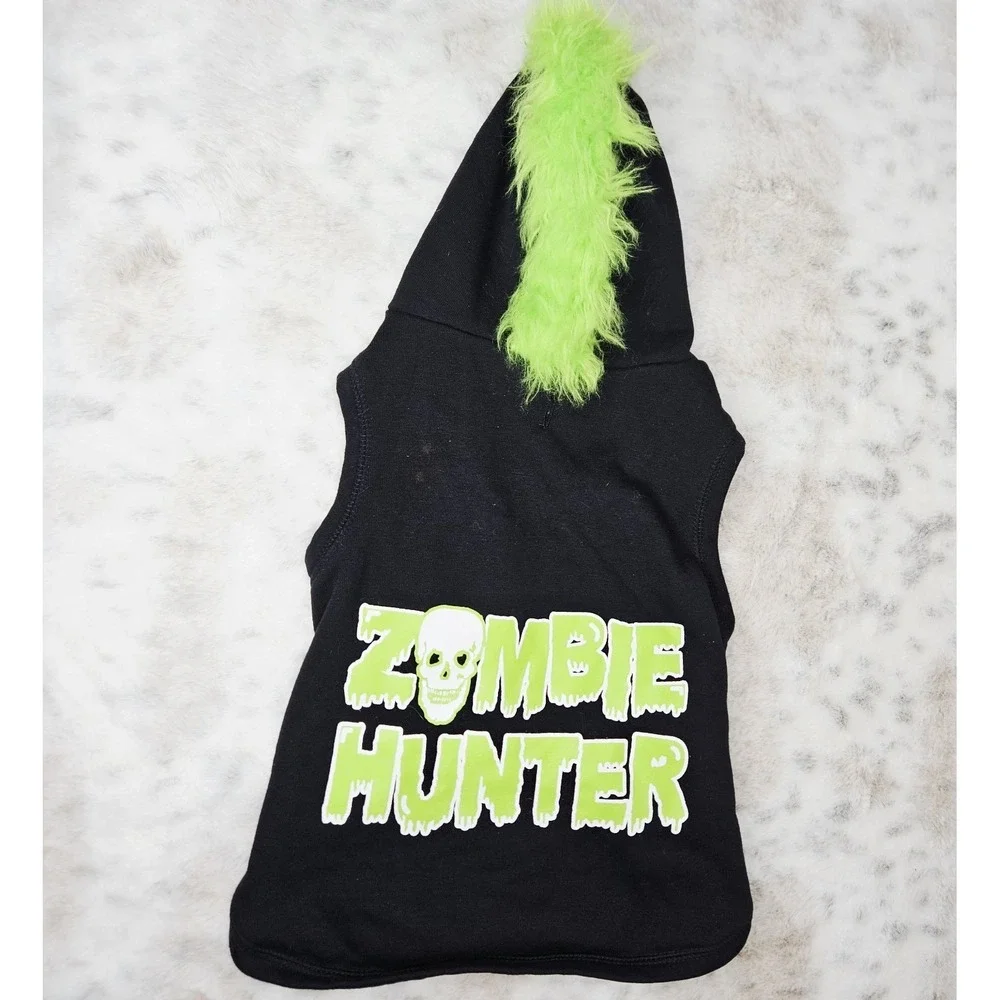 Zombie Hunter Large Dog Outfit Halloween Costume Black Lime Mohawk